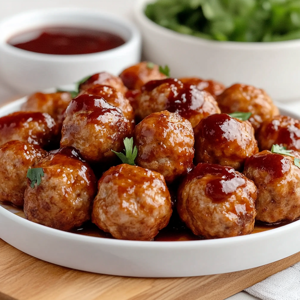 Air Fryer Turkey Meatballs with Cranberry Sauce