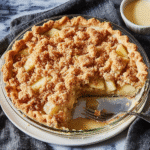 Fall Apple Crumble Pie with Cinnamon Spices Golden Topping 1