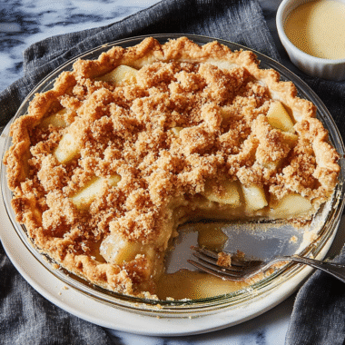 Fall Apple Crumble Pie with Cinnamon Spices Golden Topping 1