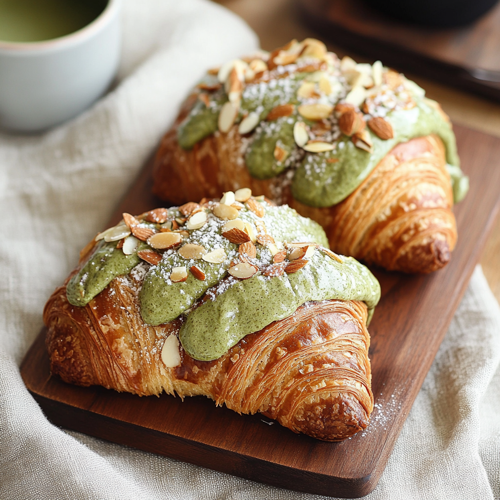 Matcha Almond Croissants