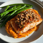 Pecan-Crusted Salmon with Sweet Potato Mash