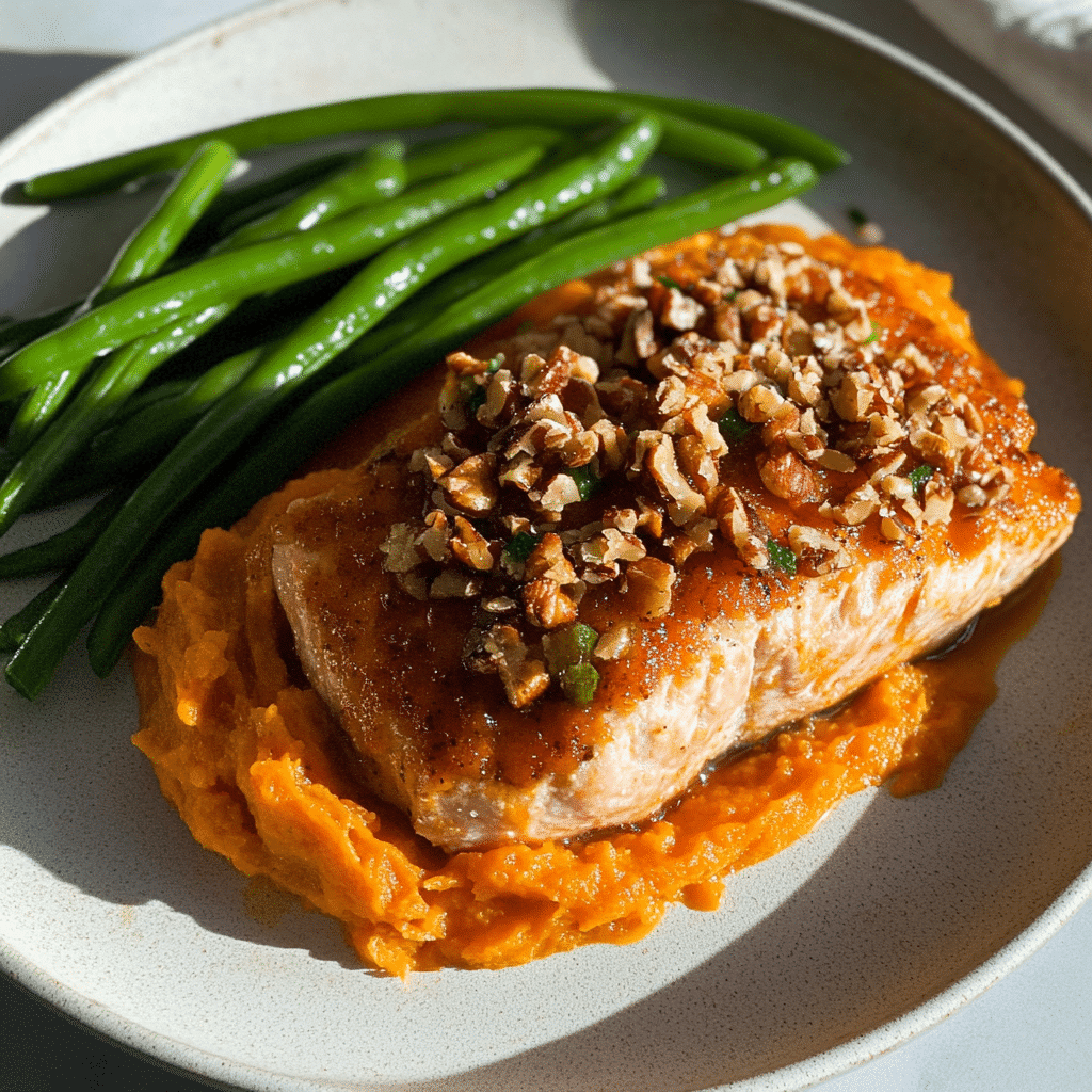 Pecan-Crusted Salmon with Sweet Potato Mash 19 Pecan-Crusted Salmon with Sweet Potato Mash