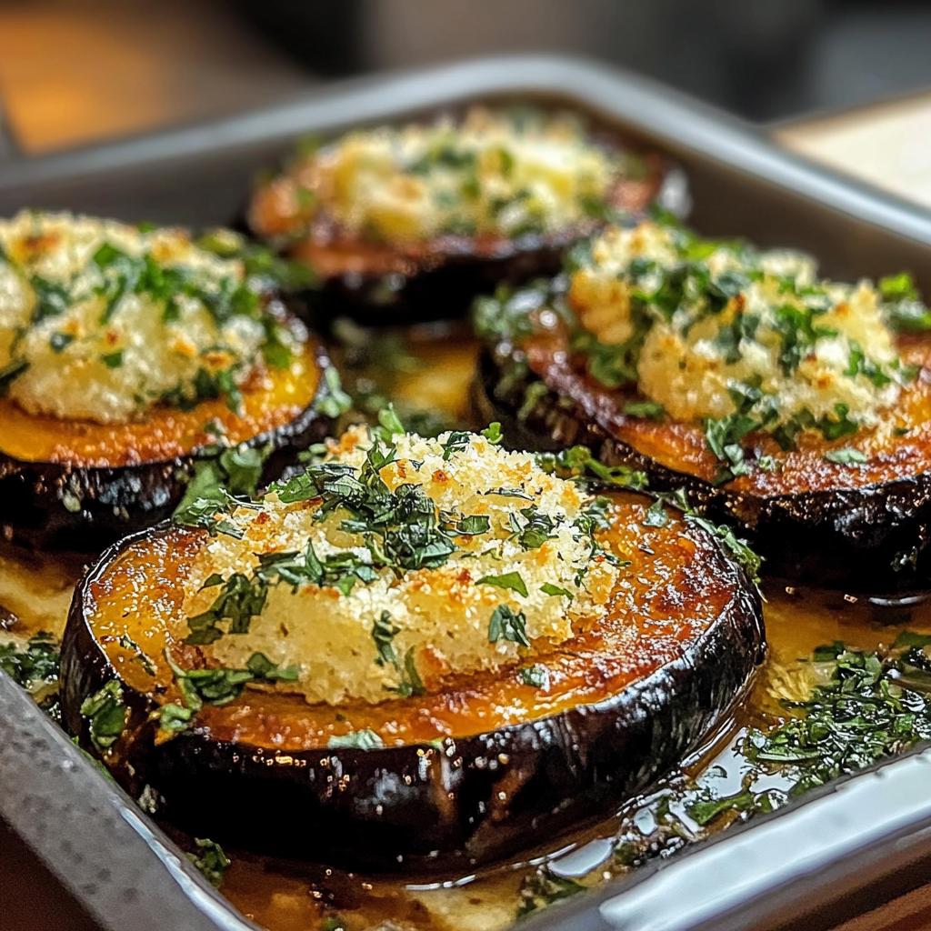 Garlic Herb Crusted Eggplant Slices