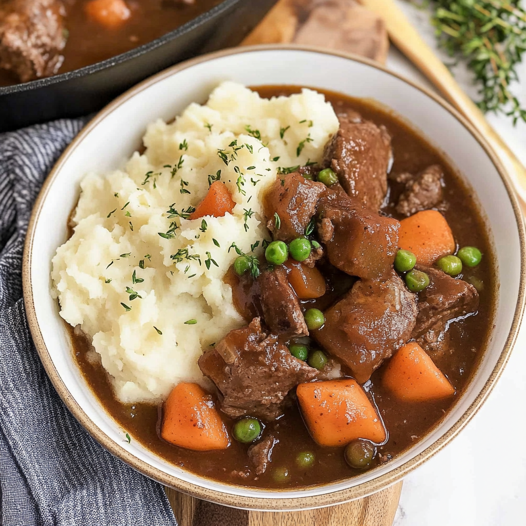 Irish Apple cider Stew With Mashed Potatoes