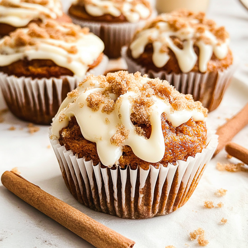 Pumpkin Spice Muffins with Cream Cheese Frosting