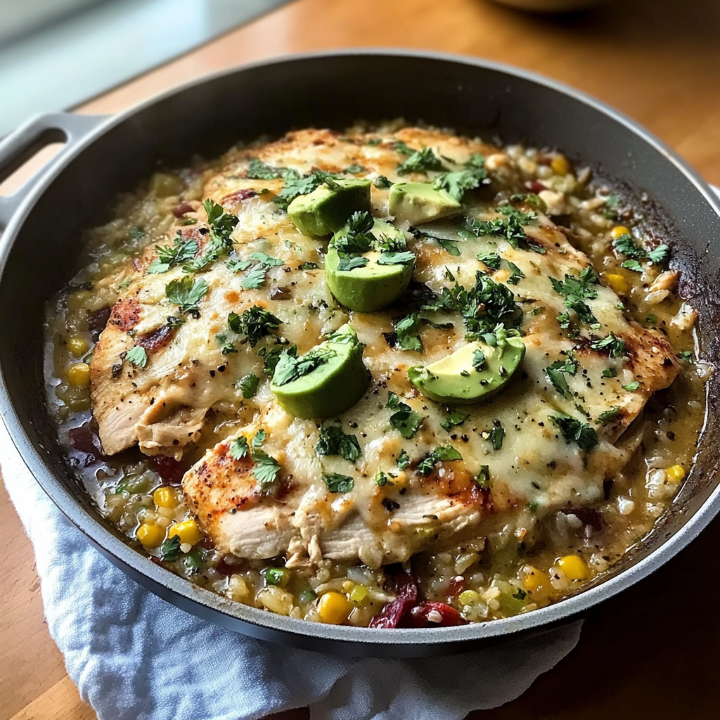 Salsa Verde Chicken & Rice Skillet