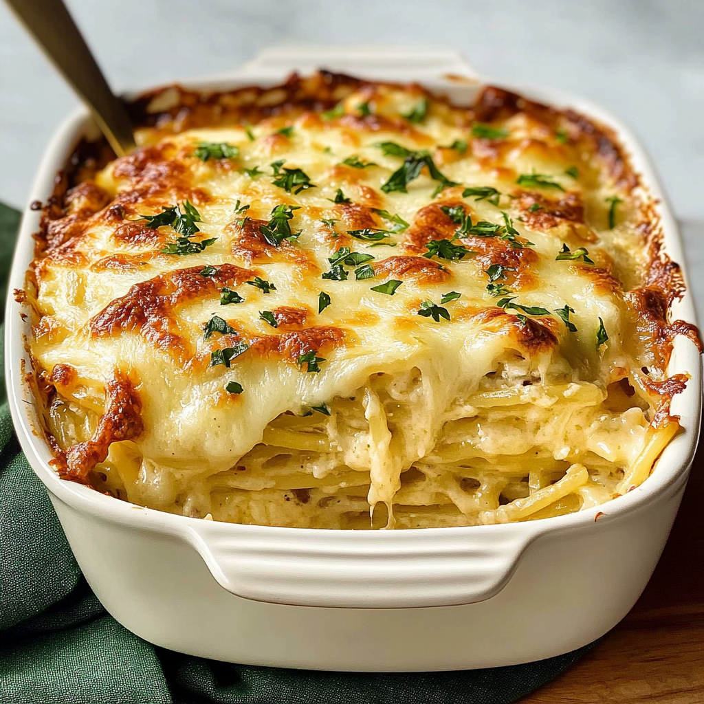 Alfredo Baked Spaghetti