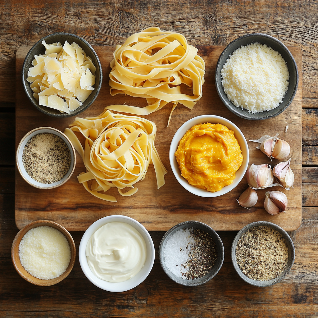 Autumn Harvest Creamy Pumpkin Alfredo Pasta ingredients