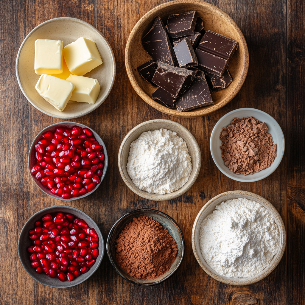 Chocolate Pomegranate Tart ingredients