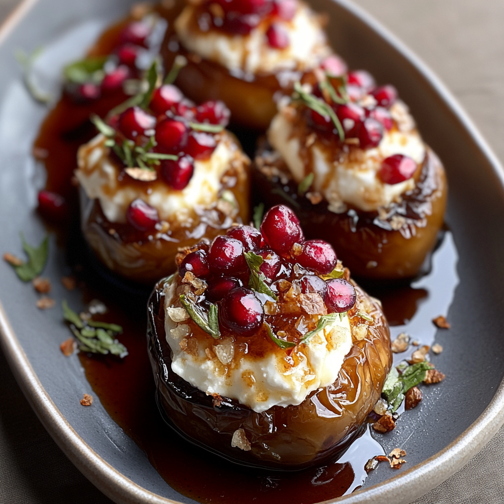 Mascarpone Stuffed Dates with Pomegranate and Honey