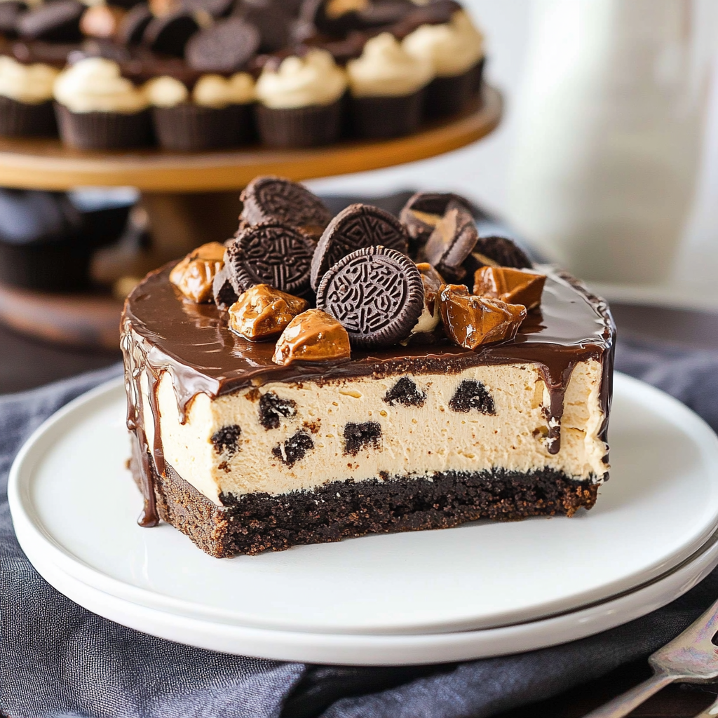 Oreo Peanut Butter Cup No Bake Cheesecake 1