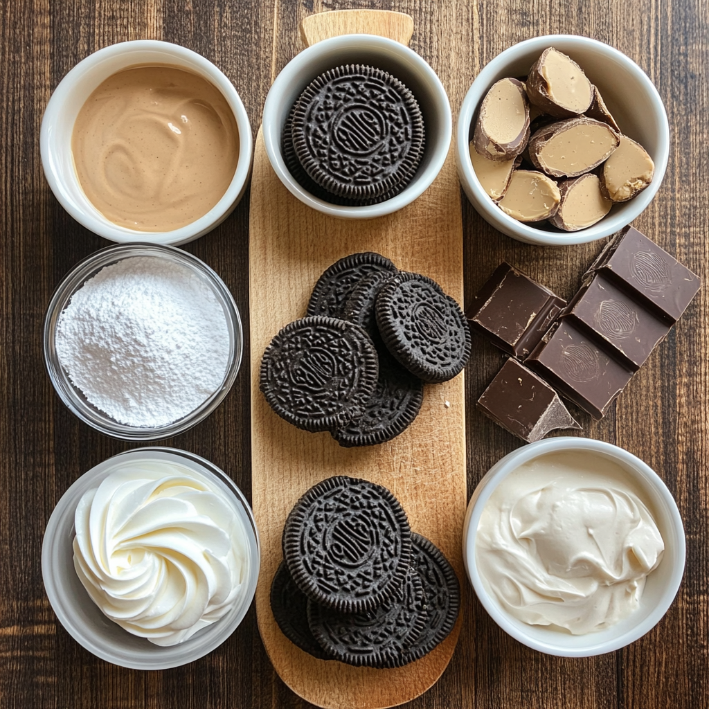 Oreo Peanut Butter Cup No-Bake Cheesecake 20 Oreo Peanut Butter Cup No-Bake Cheesecake ingredients