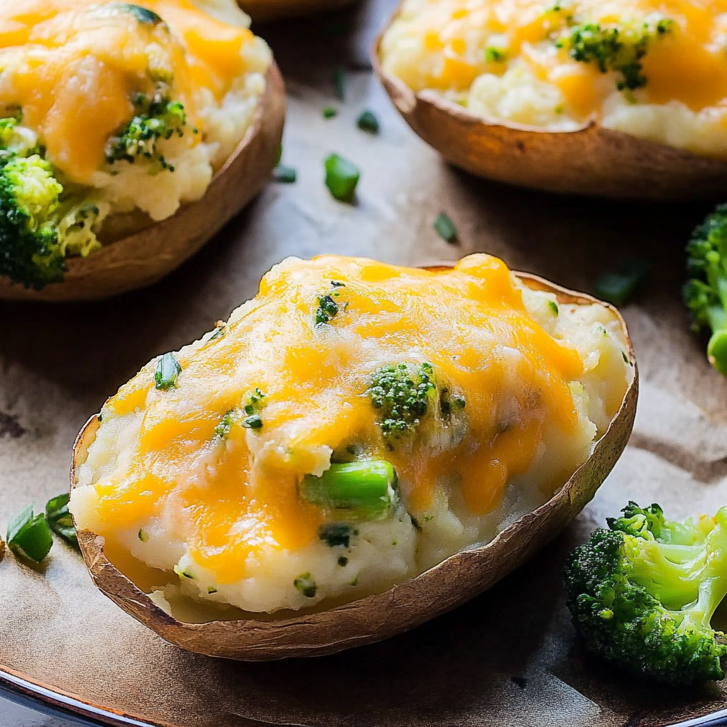 Broccoli Cheddar Twice Baked Potatoes