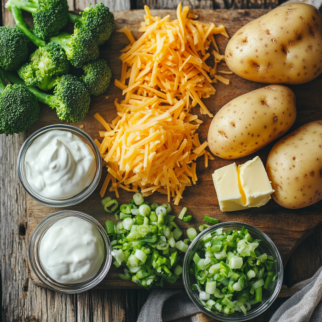 Broccoli Cheddar Twice Baked Potatoes ingredients