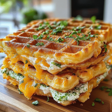 Cheddar Chive Waffle Sandwiches 1