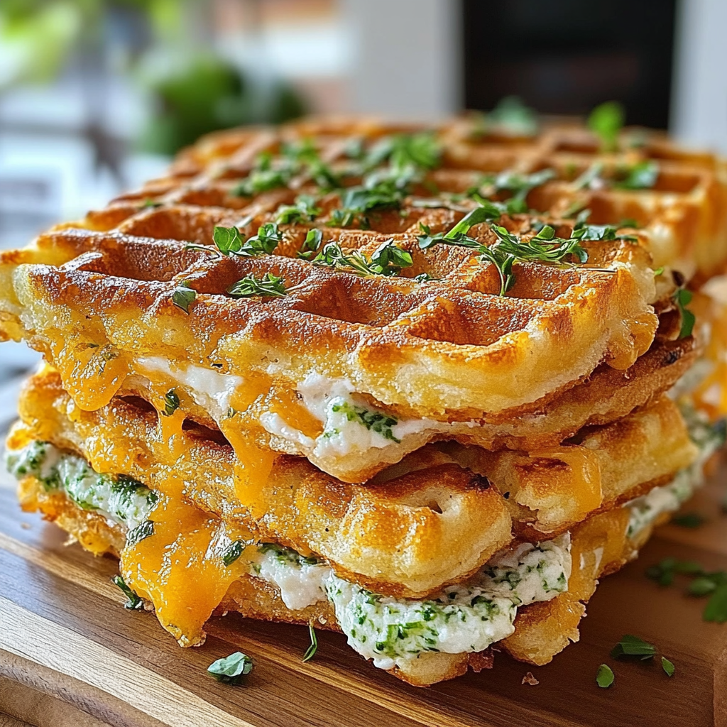 Cheddar Chive Waffle Sandwiches 1