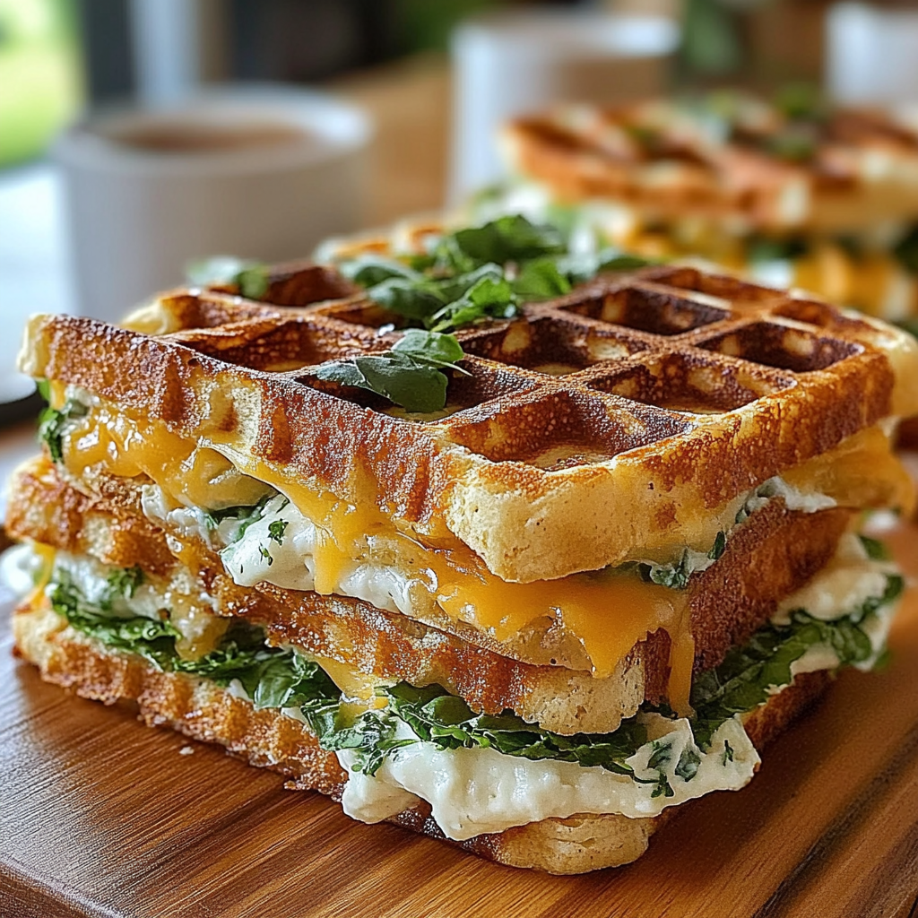 Cheddar Chive Waffle Sandwiches