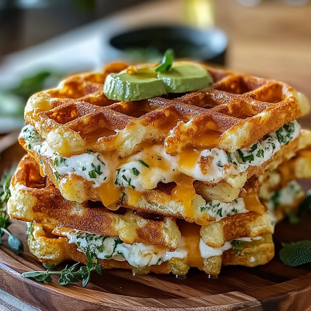 Cheddar Chive Waffle Sandwiches