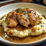 Chicken and Garlic Gravy with Cheesy Mashed Potatoes 1