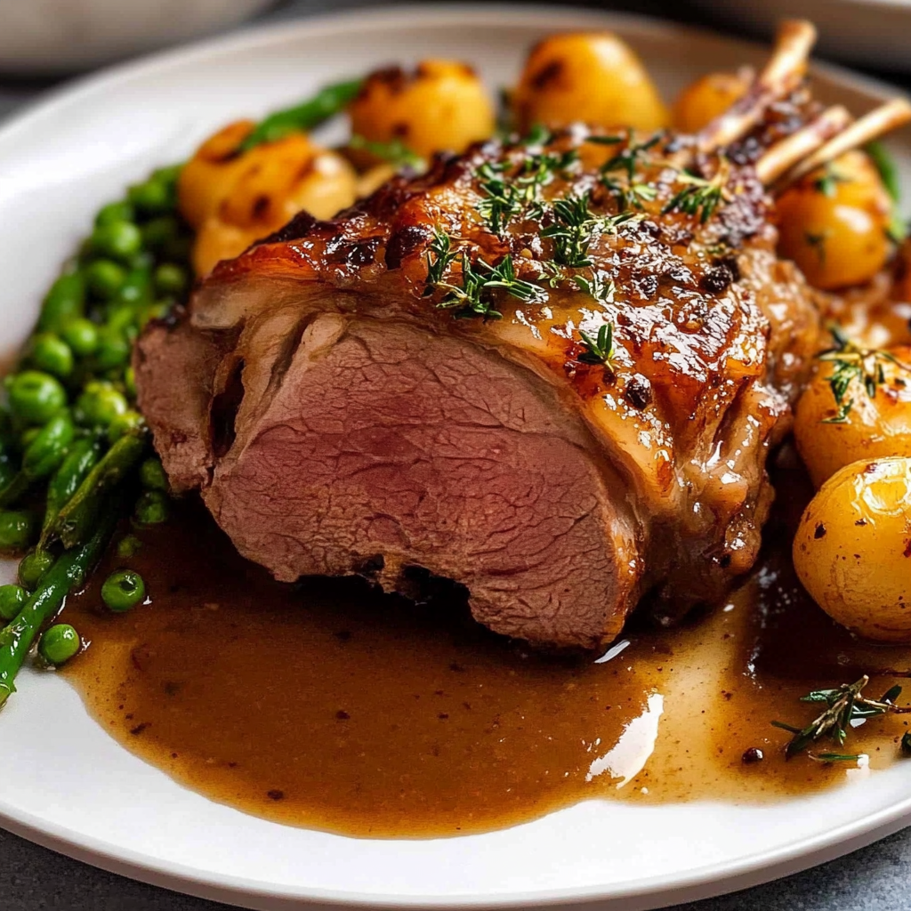 Christmas Roast Lamb Leg with Gravy