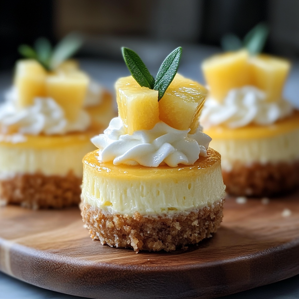 Christmas Tropical Pineapple Mini Cheesecakes