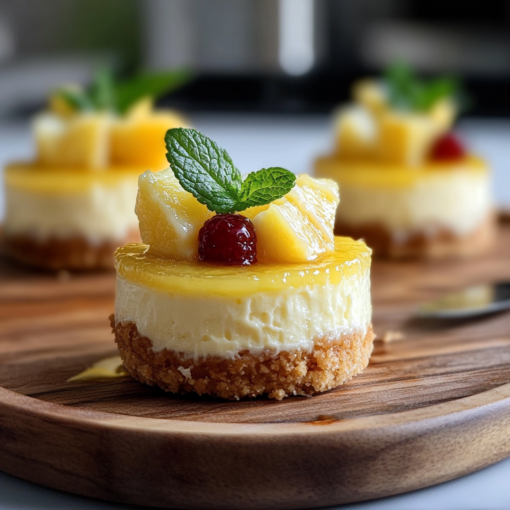 Christmas Tropical Pineapple Mini Cheesecakes
