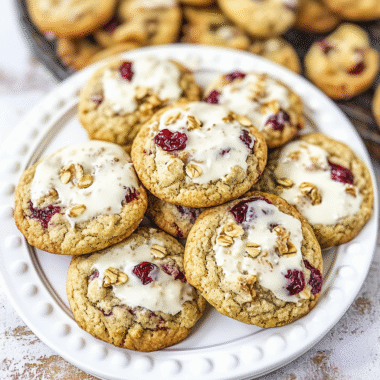 Christmas White Chocolate Dipped Cranberry Oatmeal Cookies 1
