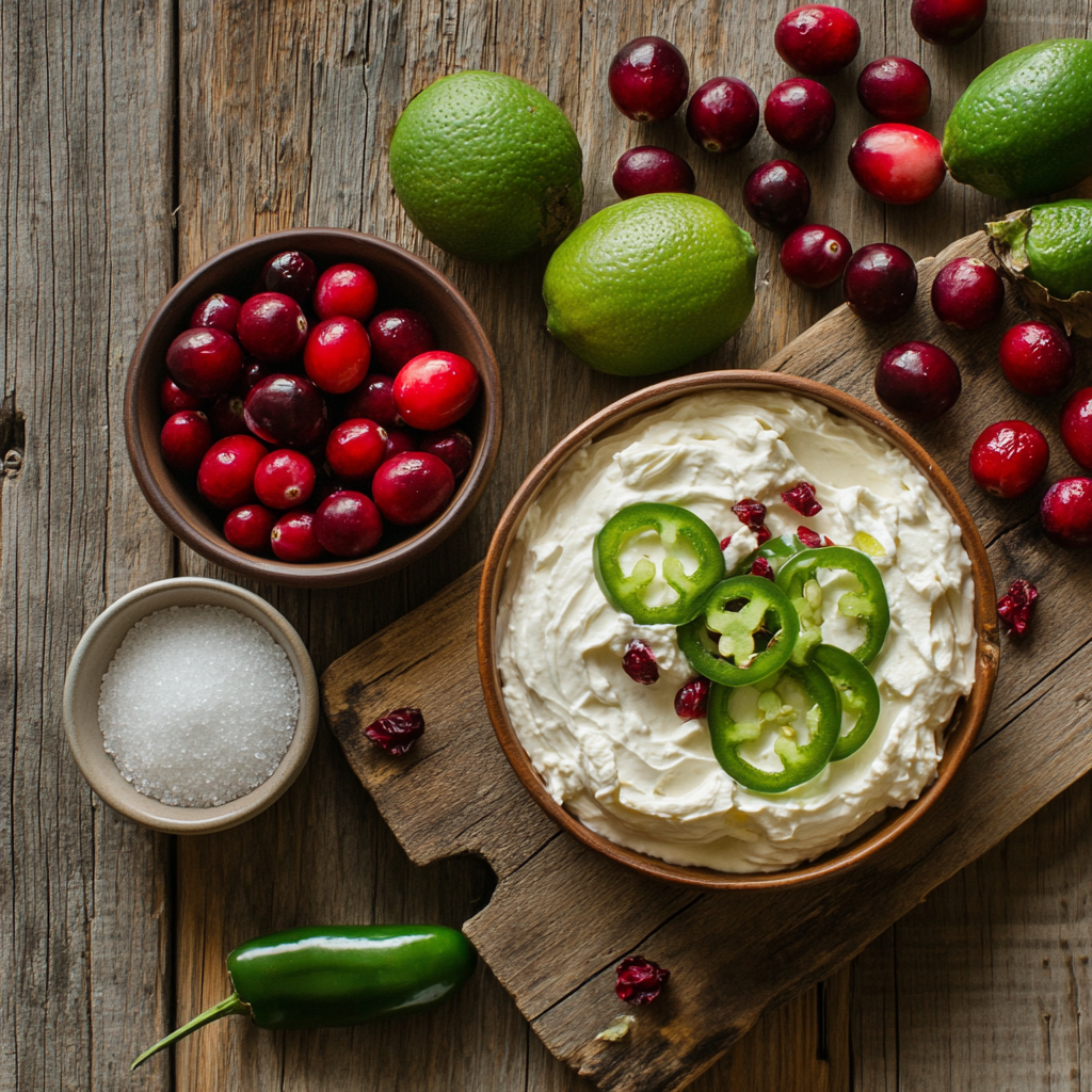 Christmas cranberry jalapeño cream cheese dip ingredients