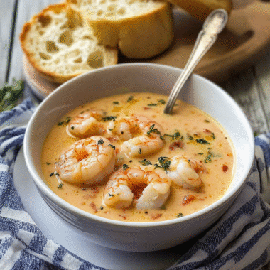 Creamy Shrimp Bisque with Pancetta 1