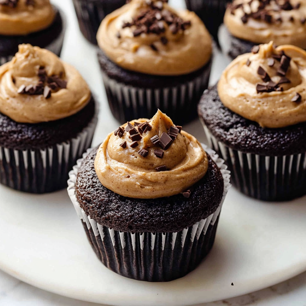 Dark Chocolate Cupcakes with Creamy Peanut Butter Frosting 1
