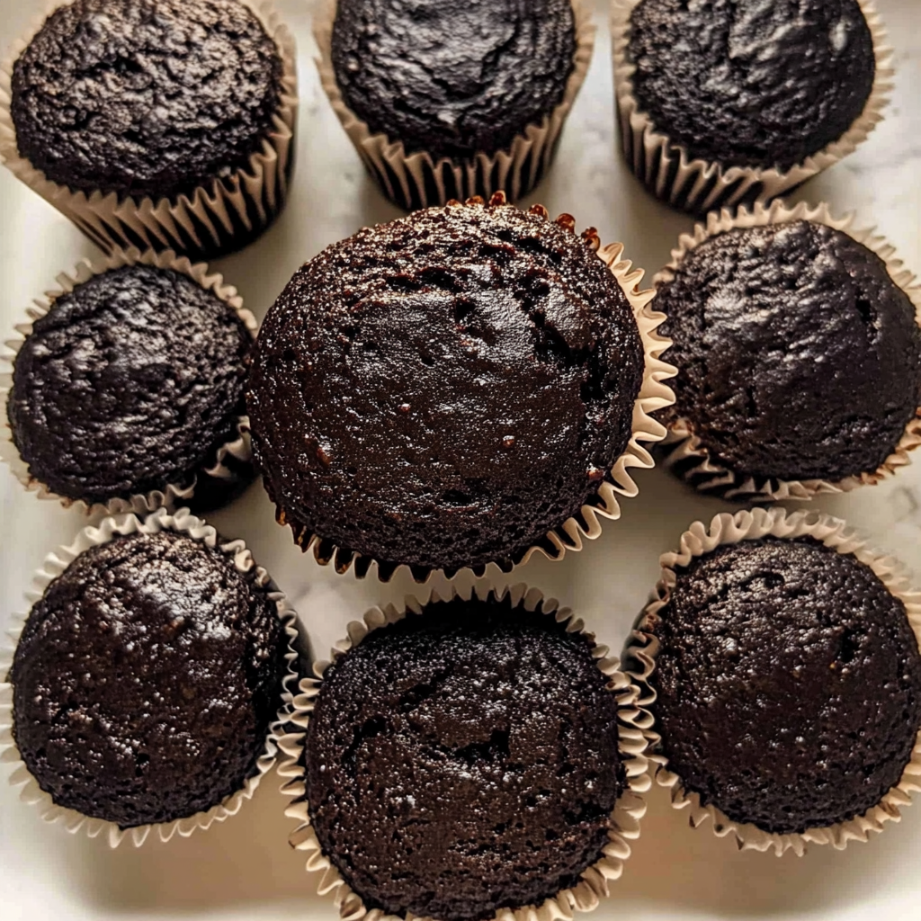 Dark Chocolate Cupcakes with Creamy Peanut Butter Frosting