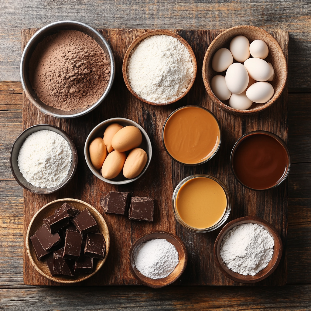 Dark Chocolate Cupcakes with Creamy Peanut Butter Frosting ingredients