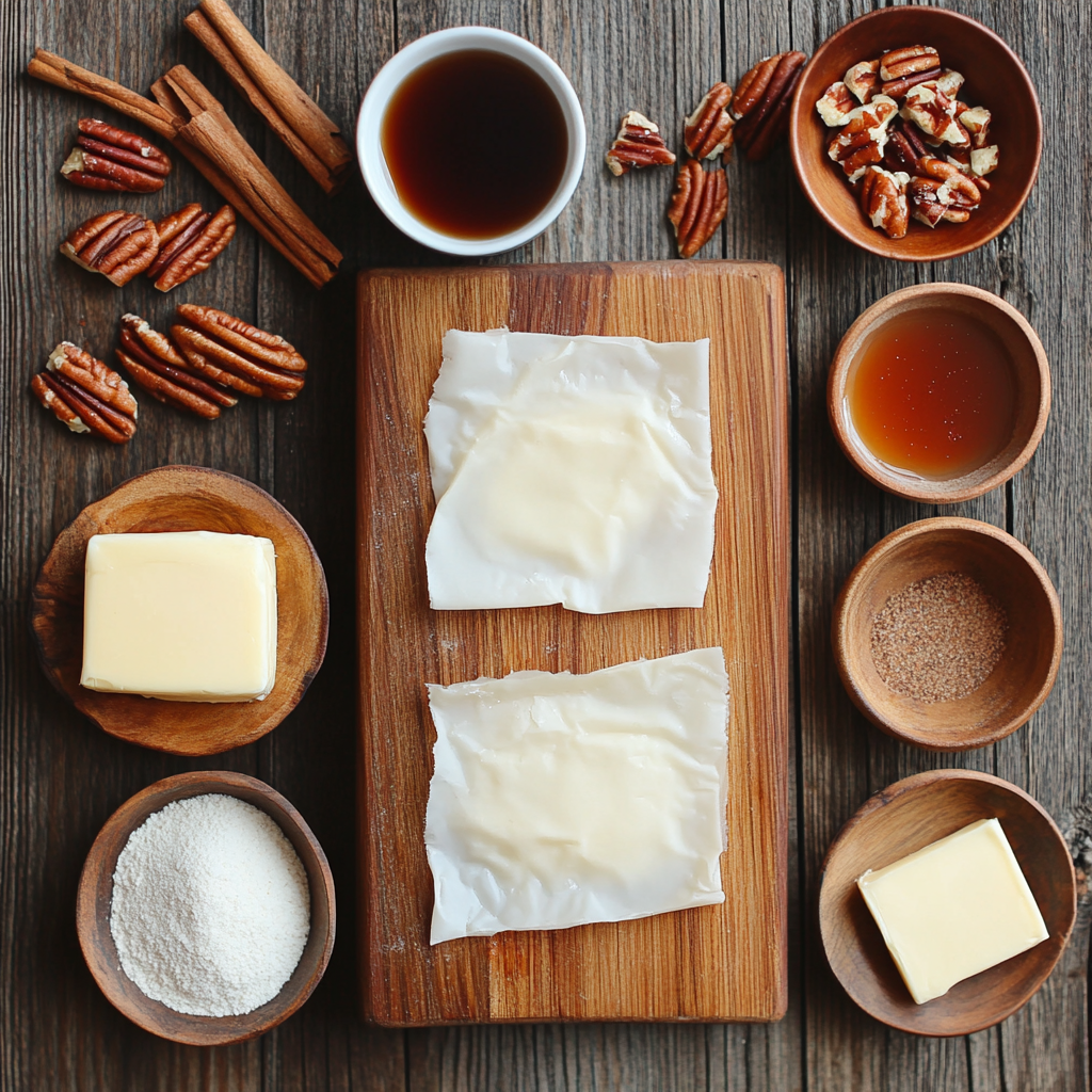Maple Pecan Baklava Rolls ingredients