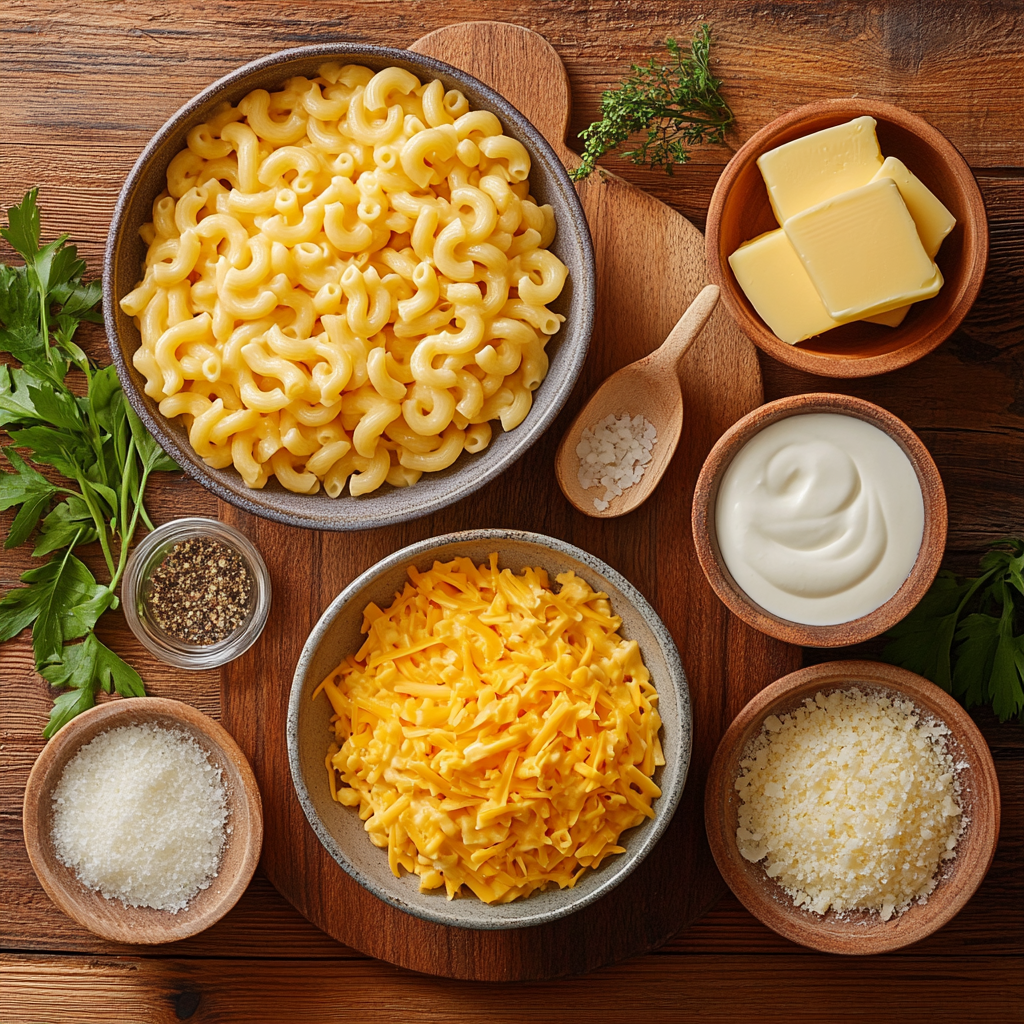 One Pot Mac and Cheese ingredients