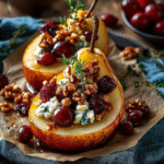 Pears with Blue Cheese Cranberries and Walnuts 1