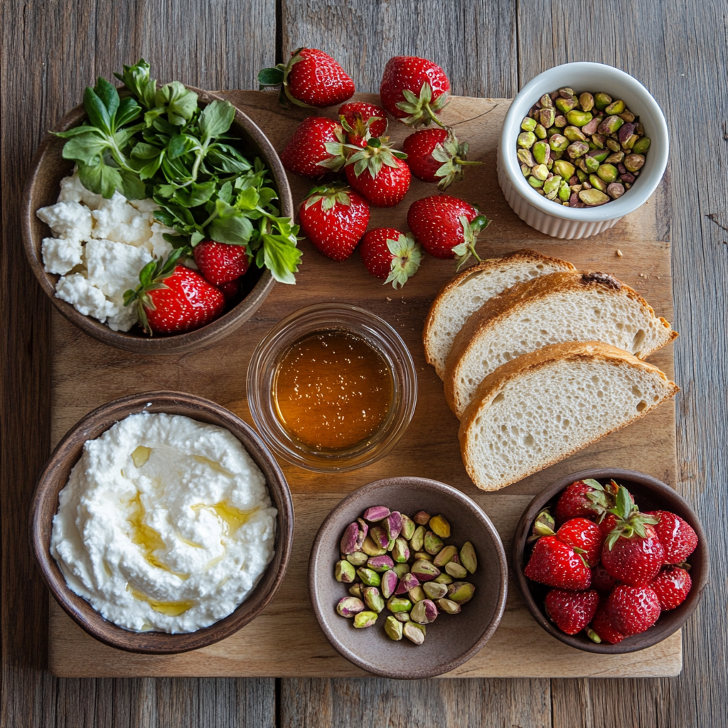 Roasted Strawberry Whipped Ricotta Toast Recipe ingredients