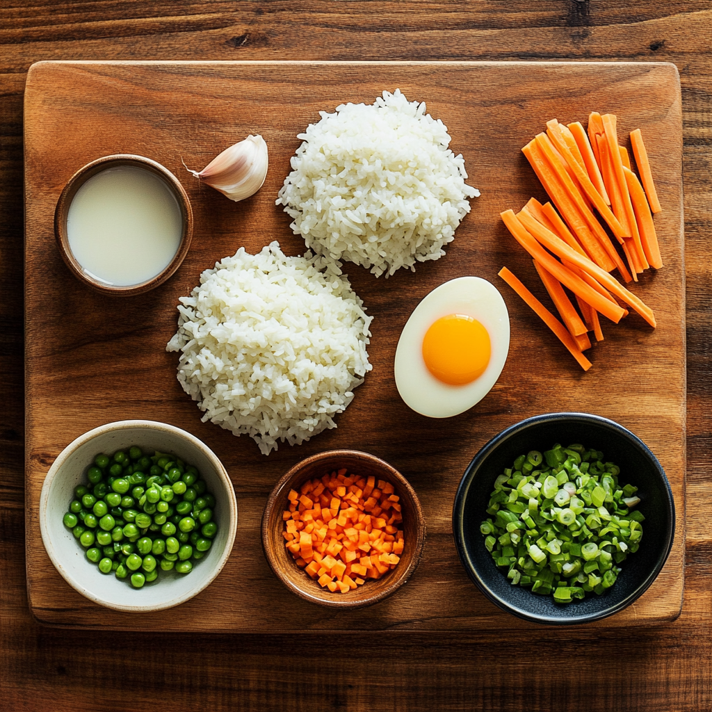 fried rice with egg ingredients