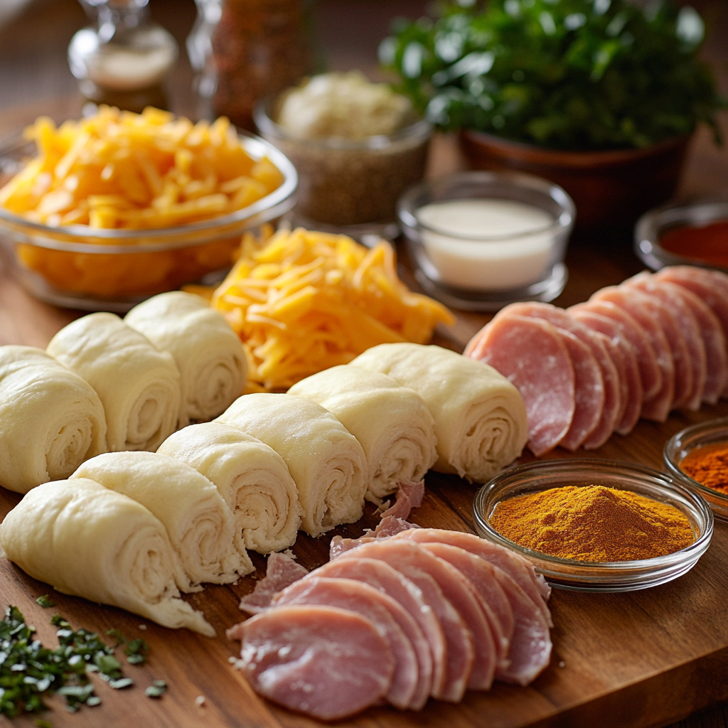 Beef Ham Cheddar Crescent Roll ingredients