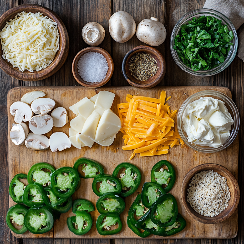 Cheesy Mushroom Stuffed Jalapenos ingredients
