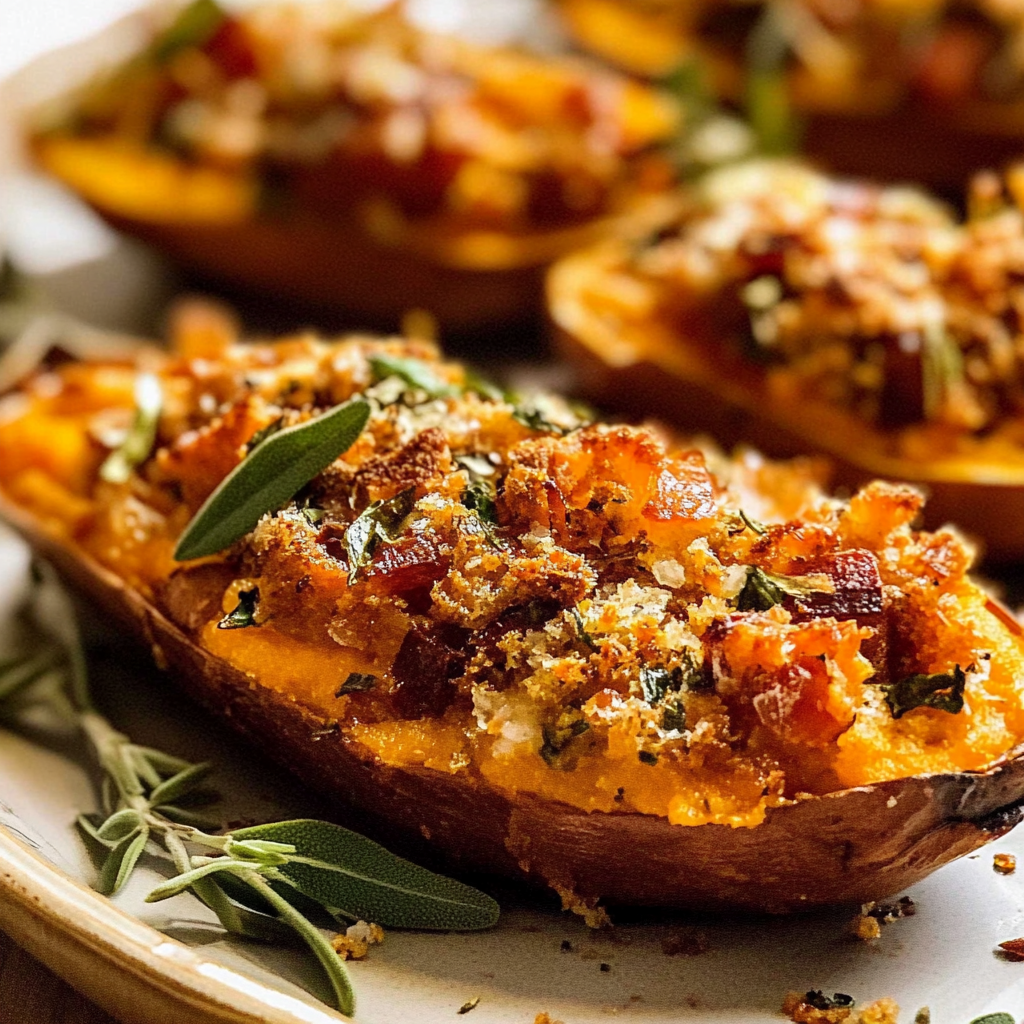 Christmas Holiday Stuffed Sweet Potato