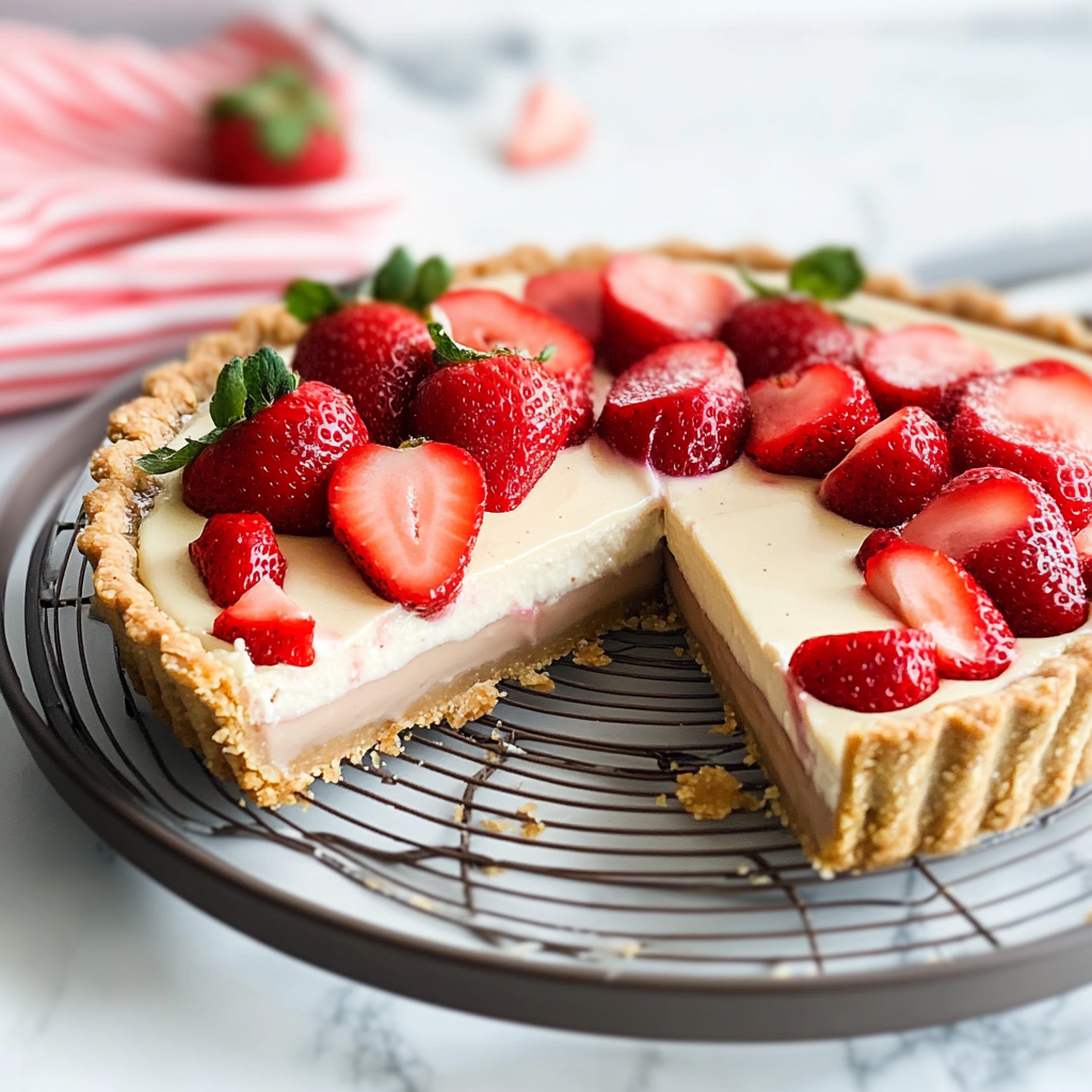 Christmas Vegan Strawberry Cream Pie (Gluten Free)