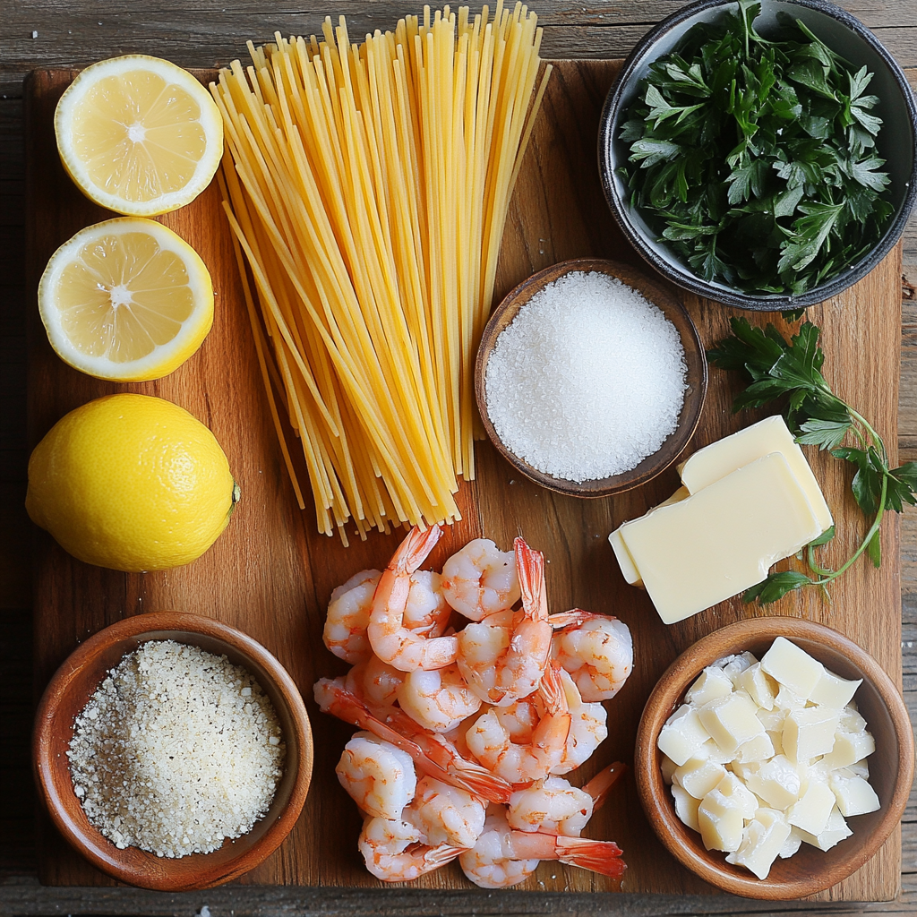 Creamy Shrimp Scampi Pasta ingredients