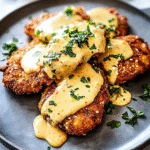 Crunchy Pretzel Chicken with Mustard Cheddar Sauce 1
