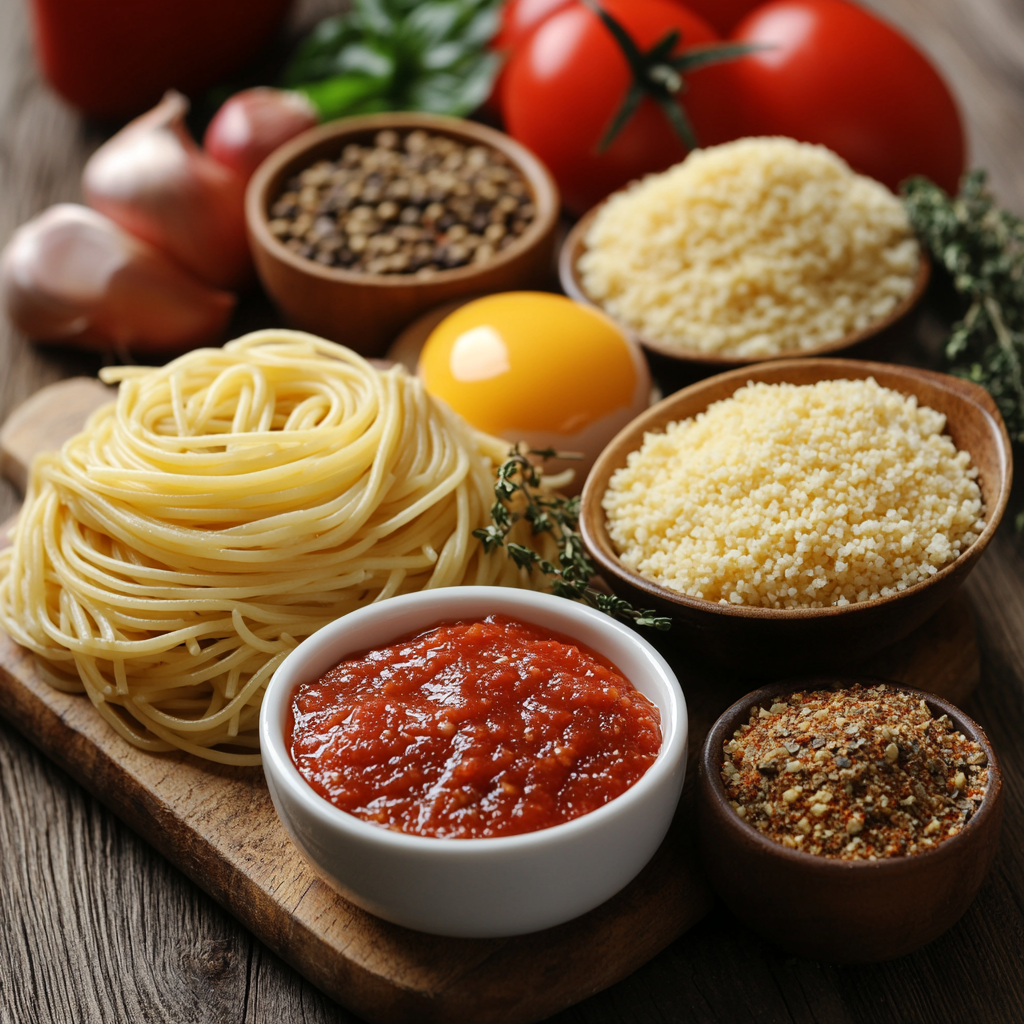 Homemade SpaghettiOs with Meatballs ingredients