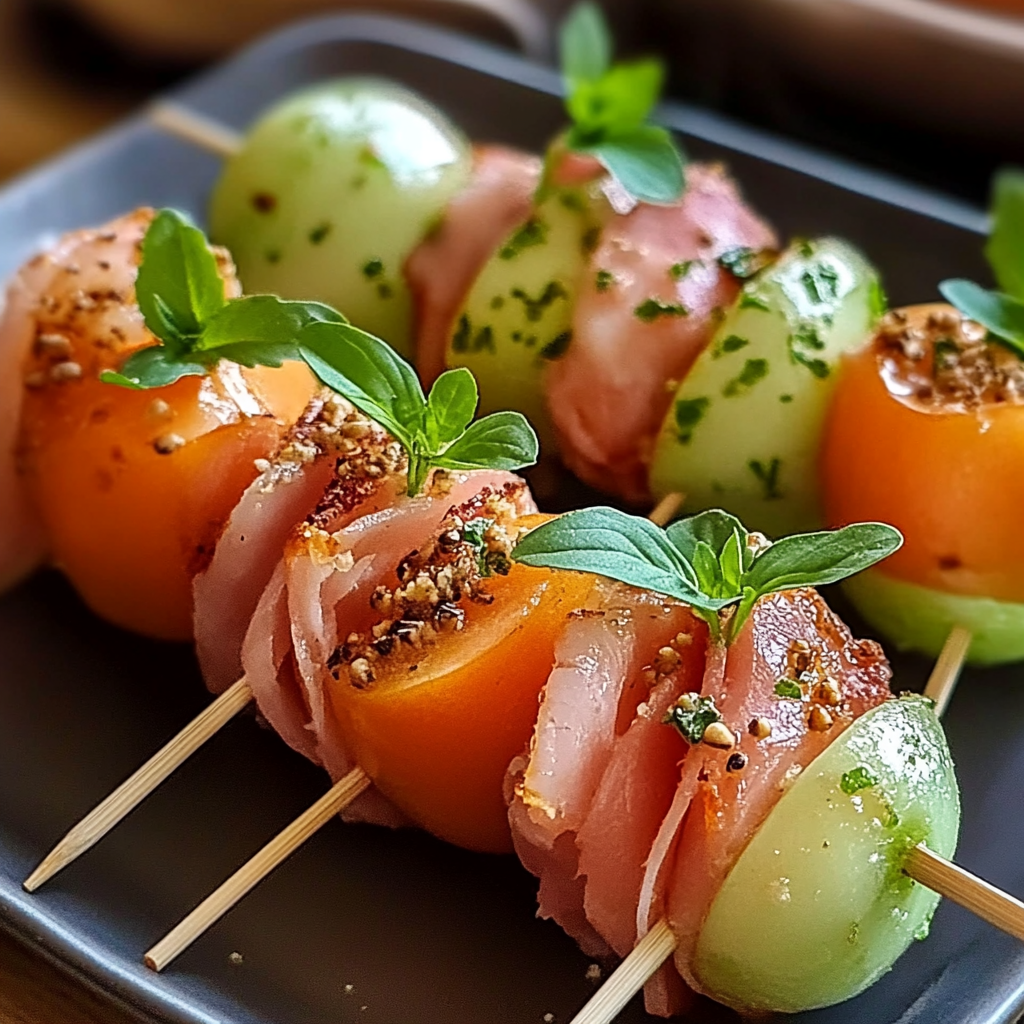 Prosciutto-Wrapped Melon Skewers