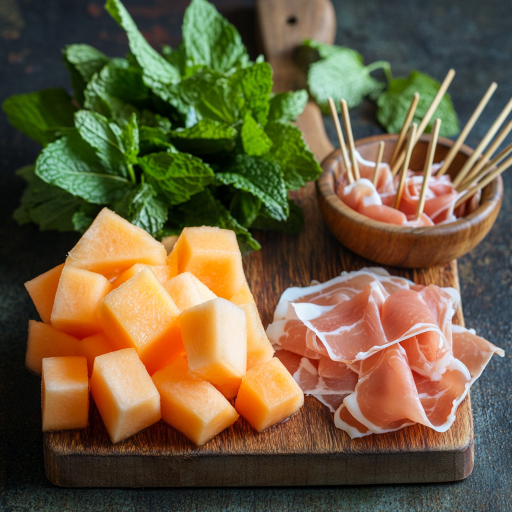 Prosciutto-Wrapped Melon Skewers ingredients