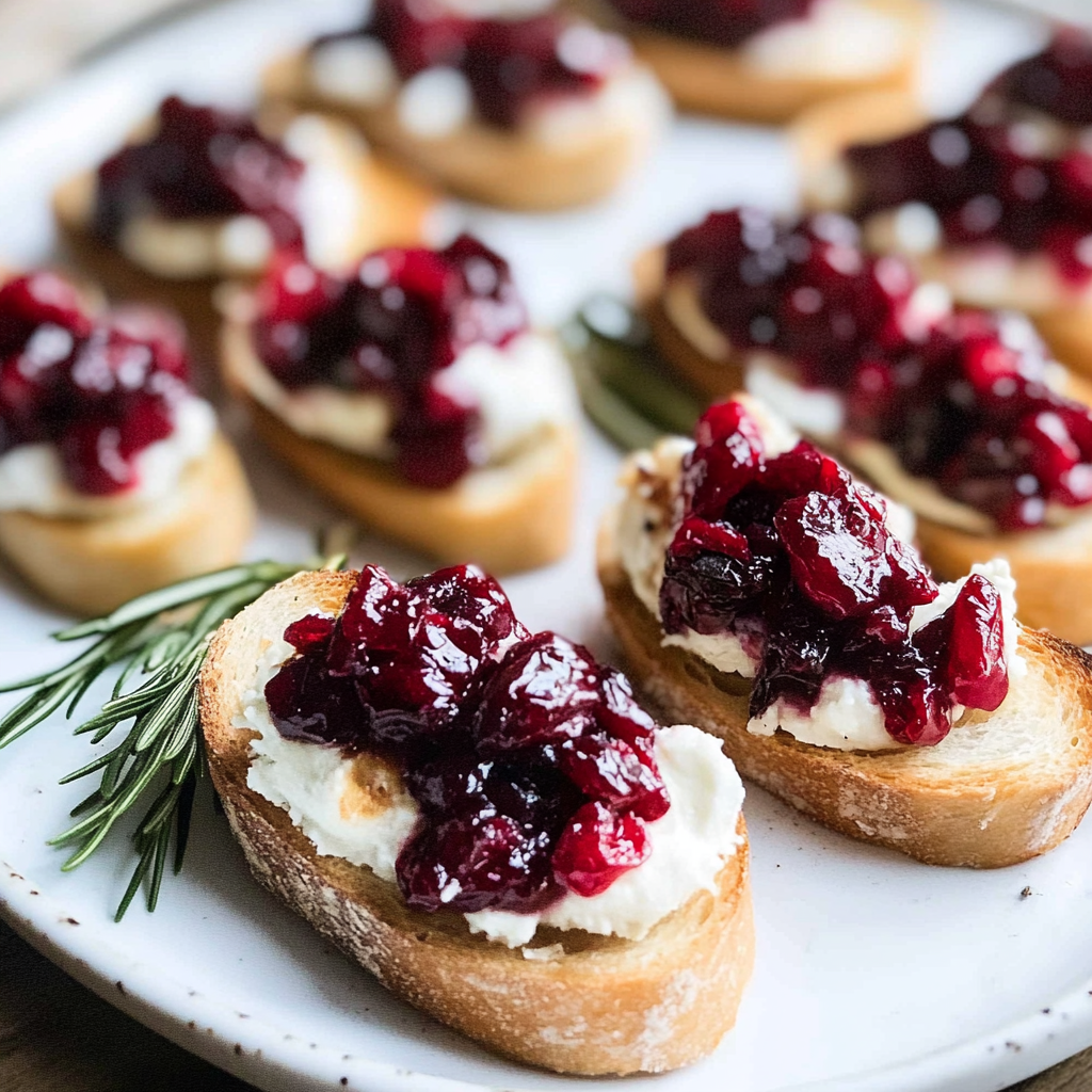 Roasted Cranberry and Goat Cheese Crostini 1