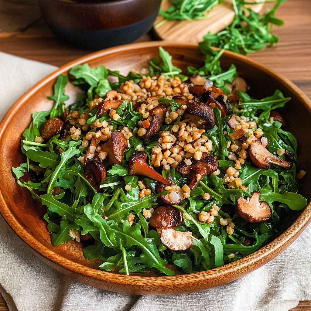 Roasted Mushroom and Arugula Salad with Crispy Barley