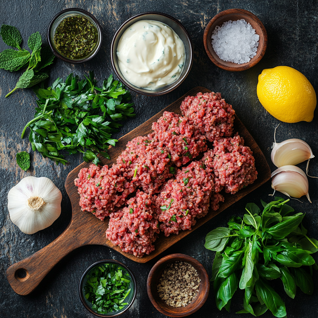 Spicy Lamb Meatballs With Green Goddess Dip ingredients