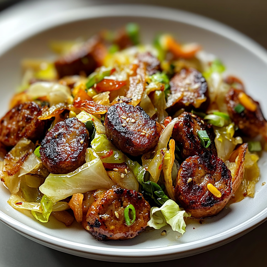 Beef Sausage and Cabbage Stir Fry 1